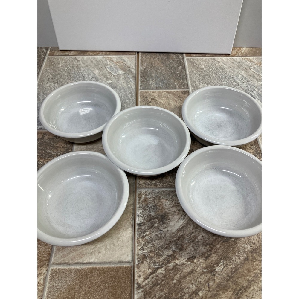 Crown Corning Japan Stoneware Bowls Set of 5 Off-White Gray 6.5 Inch Vintage MCM